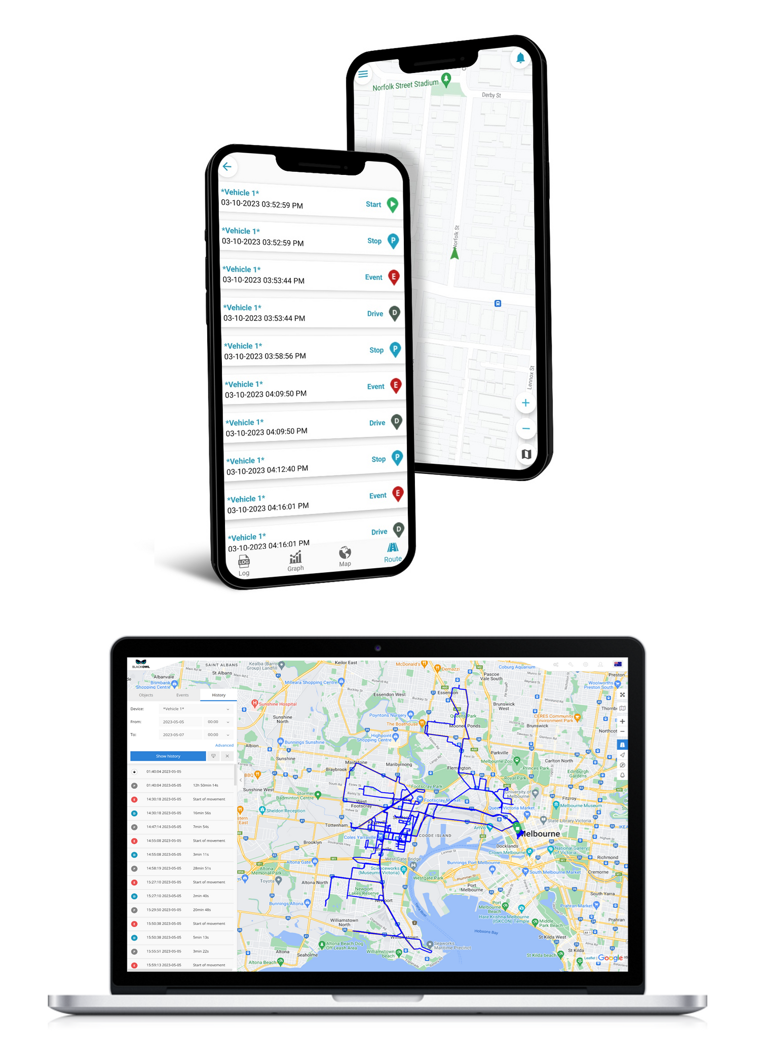 Fleet GPS Tracking Software Phone Laptop