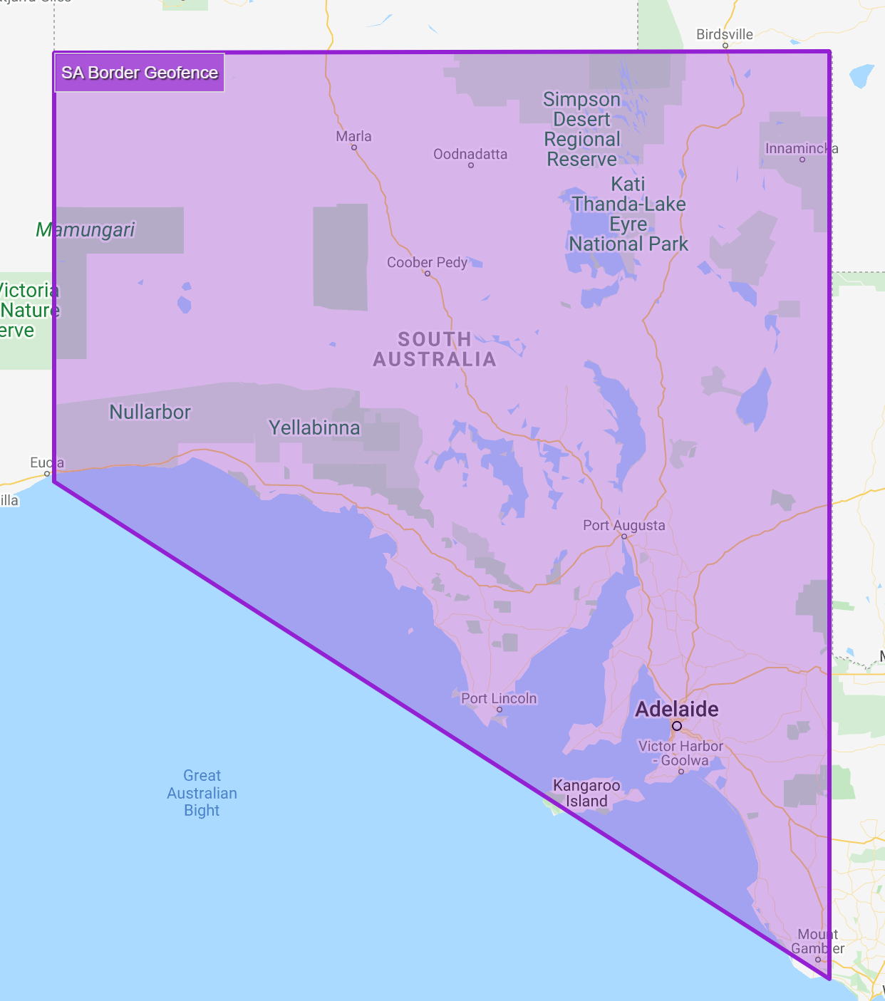 SA Border Geofence Example